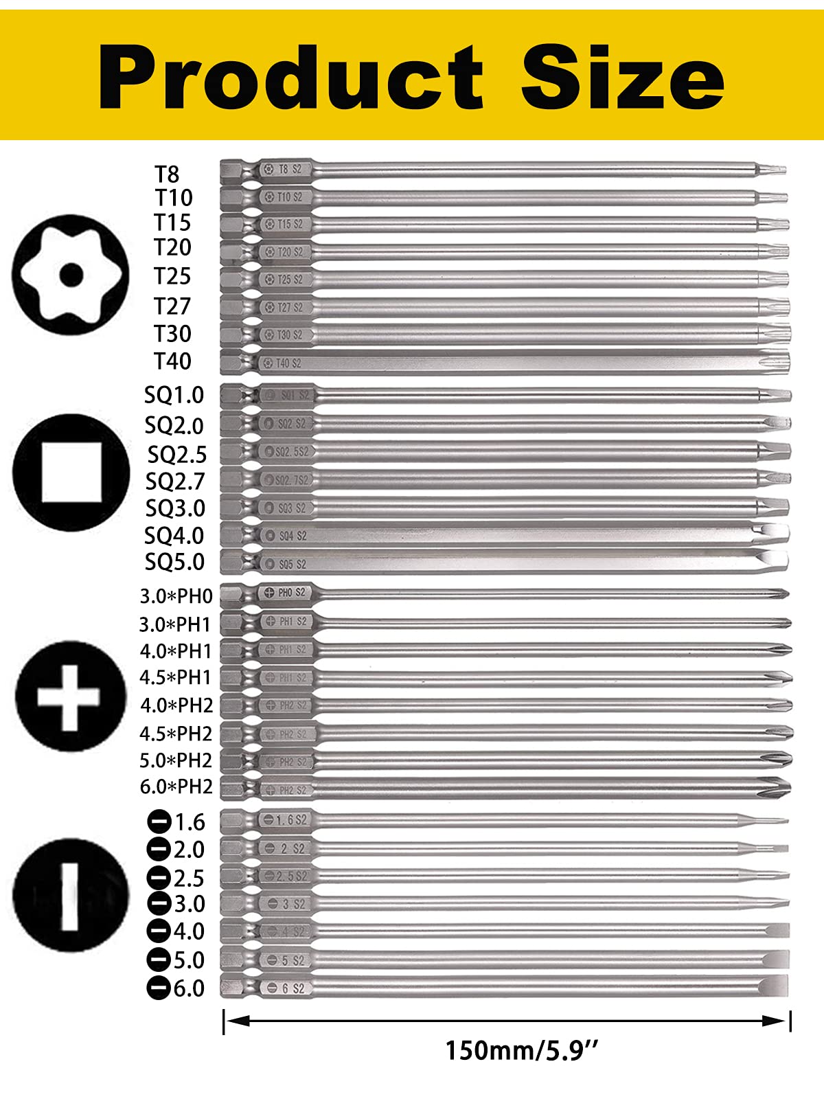 Rocaris long magnetic bit tip close-up showing secure fit