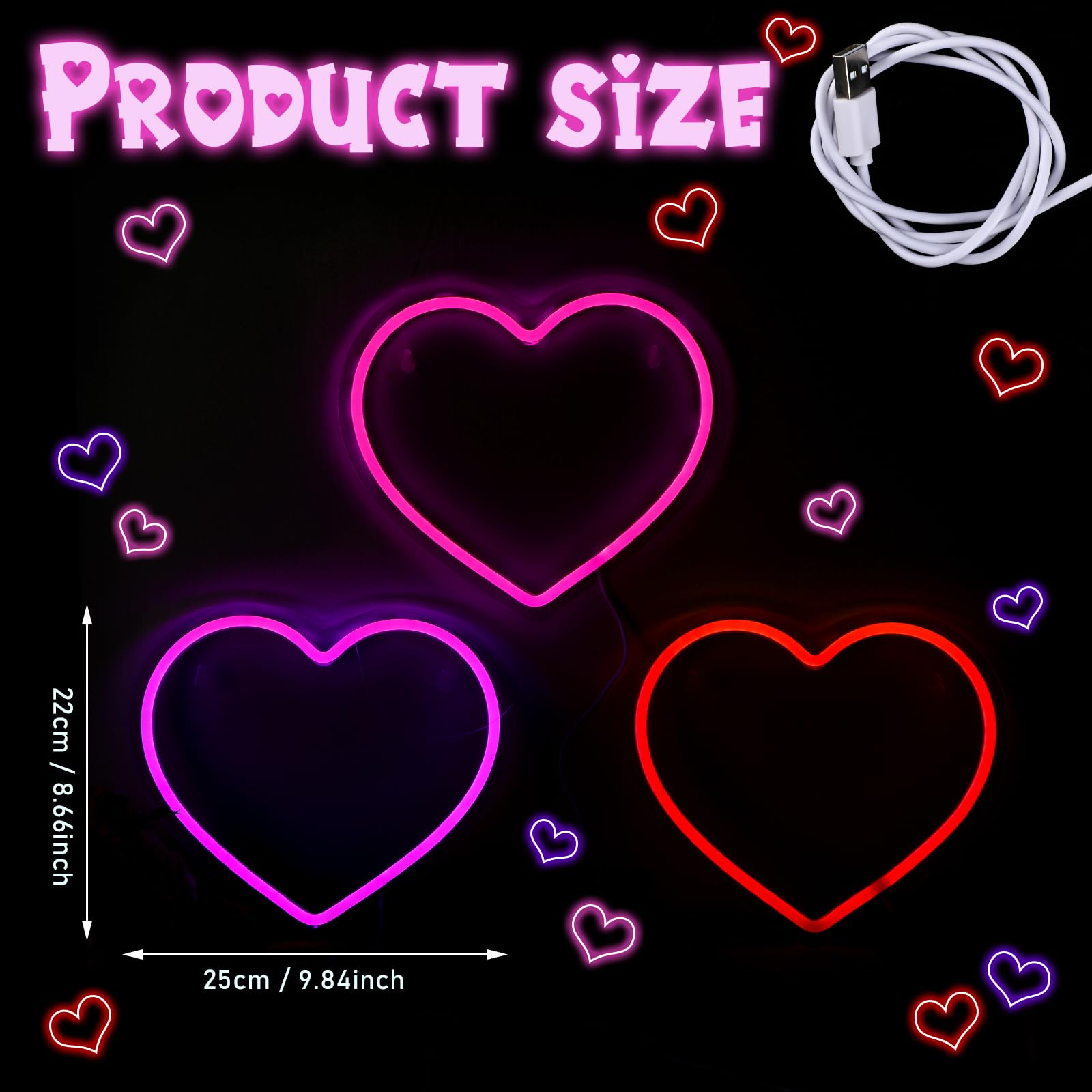 ROCEEI heart neon sign on bedside table adds soft romantic glow