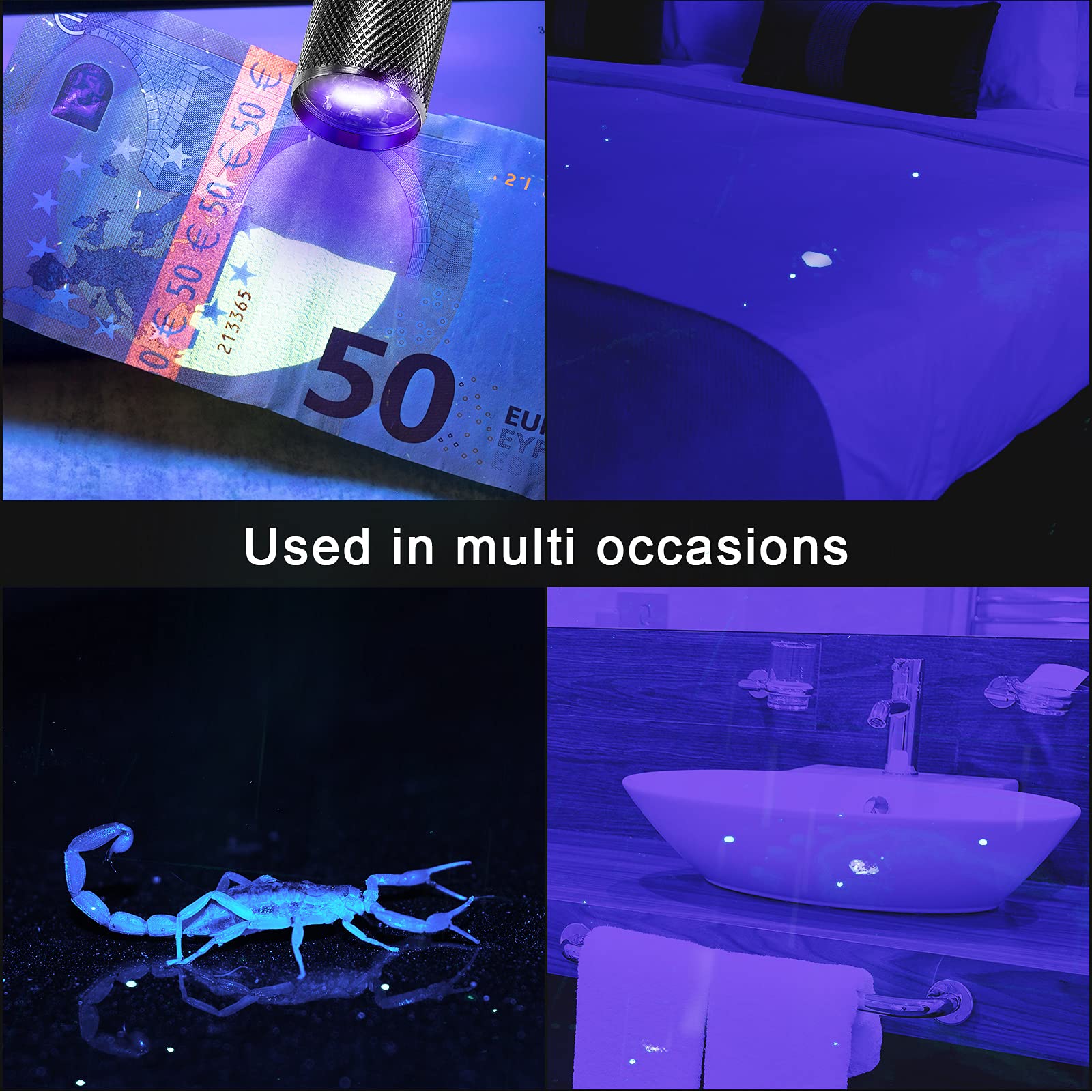 ROCEEI purple light reveals urine stains and cleaning opportunities.