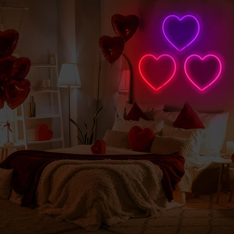 ROCEEI romantic bedroom neon heart sign enhances mood with gentle illumination