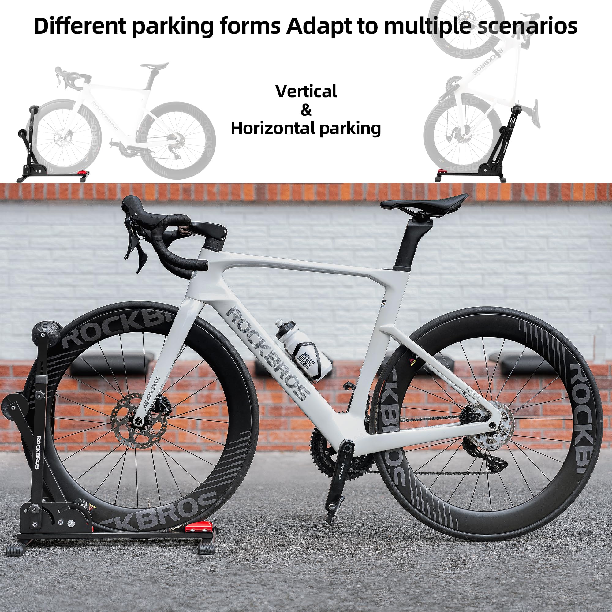 ROCKBROS foldable bike rack for easy transport and storage.