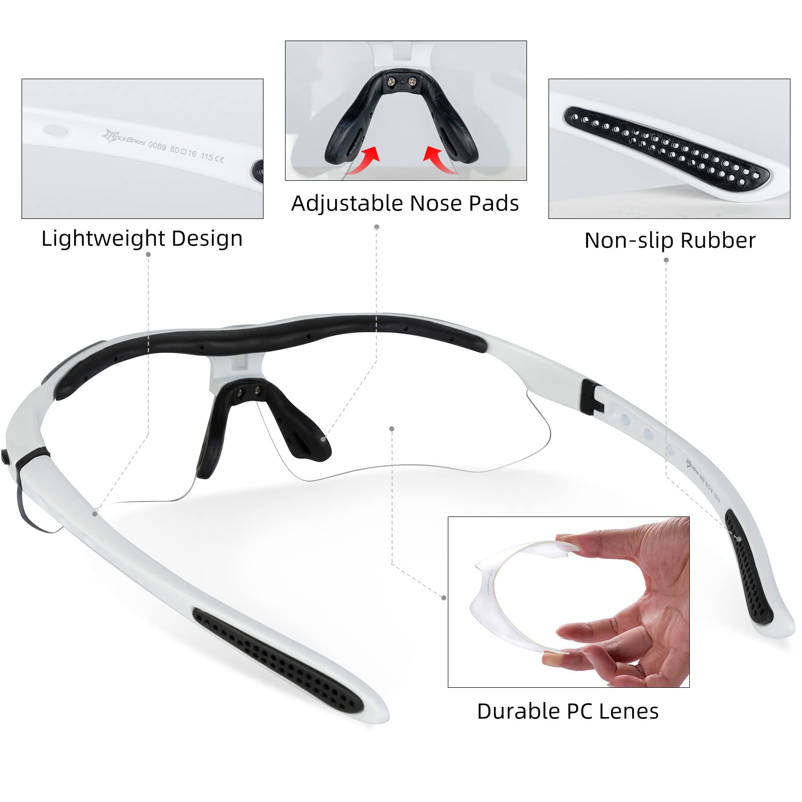 ROCKBROS pickleball glasses interchangeable strap for secure fit