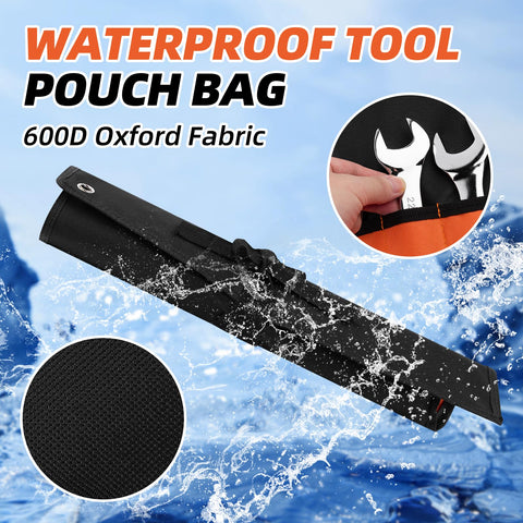 ROCKCOON wrench roll features three hanging rings for pegboard display