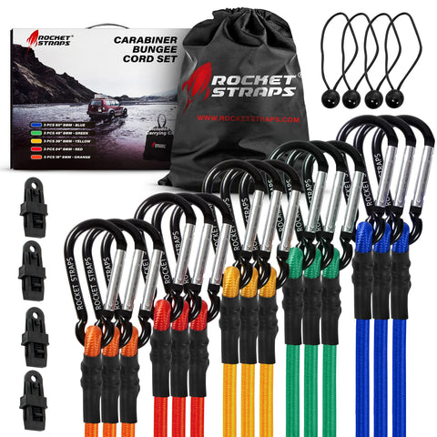Rocket Straps bungee cord with double J-hooks for secure cargo fastening in any load