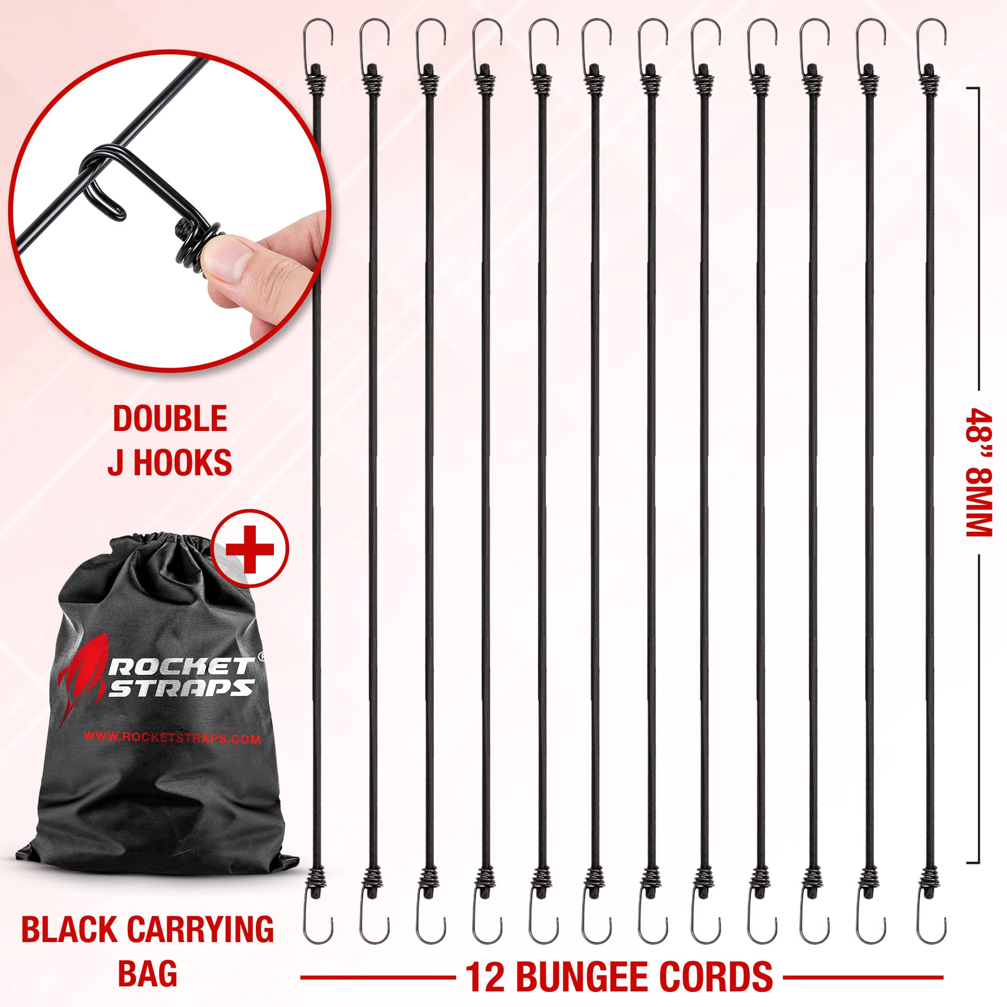 Rocket Straps Elastic Strap 48in secures loads on racks and roofs.