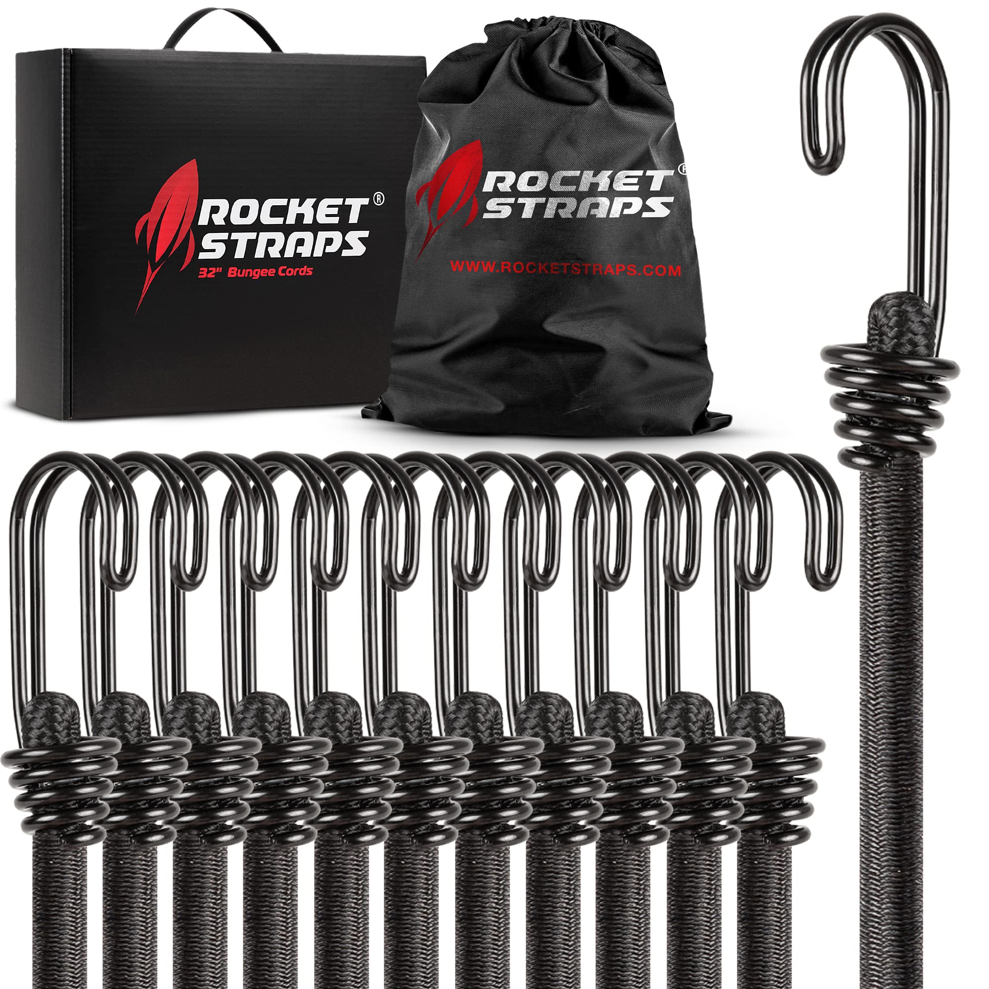 Rocket Straps Ultimate Bungee Set 48in with double-J hooks for versatile outdoor securing.