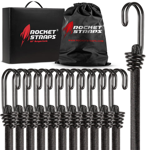 Rocket Straps Ultimate Bungee Set 48in with double-J hooks for versatile outdoor securing.