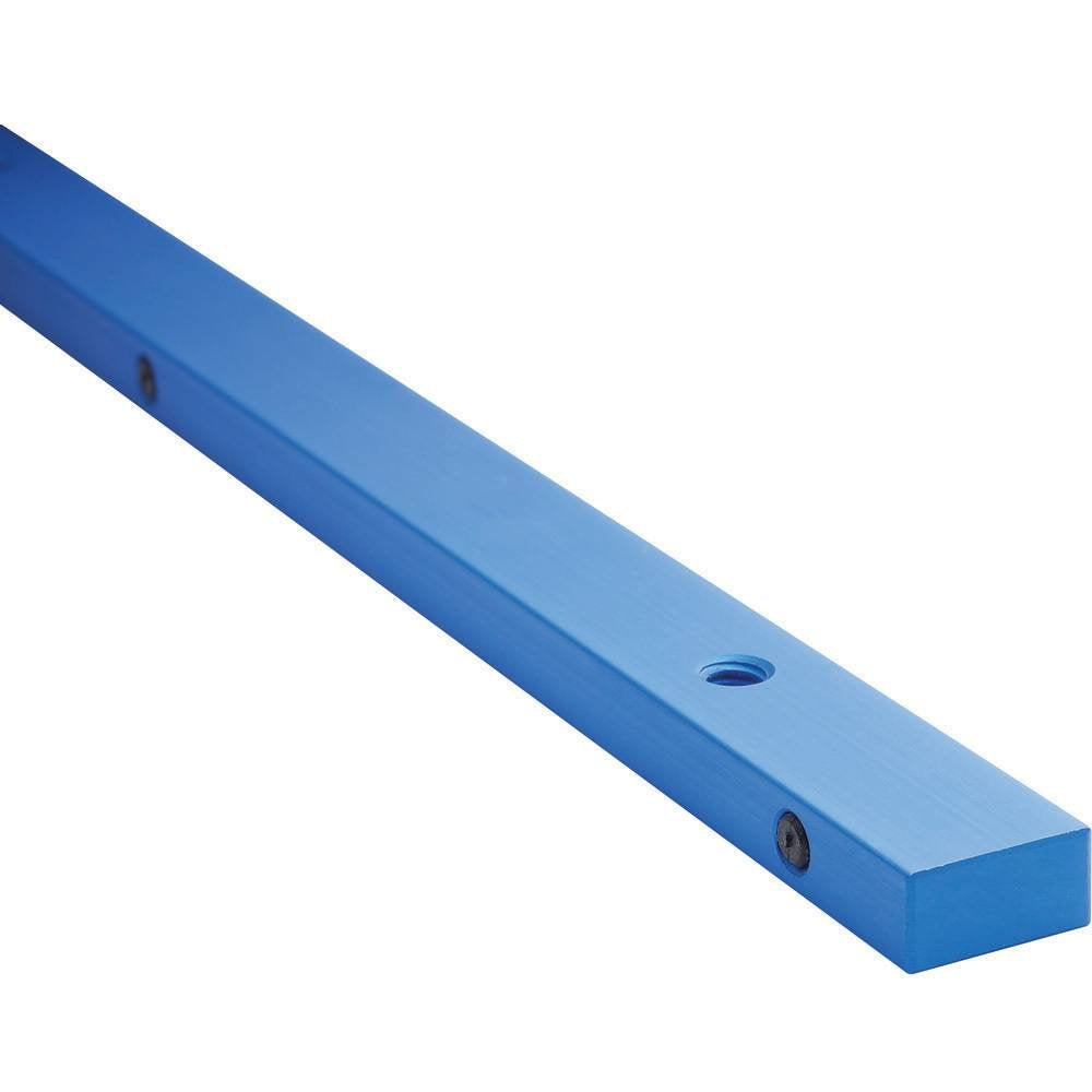 Rockler 24-inch aluminum miter bar in action for smooth, accurate crosscuts.