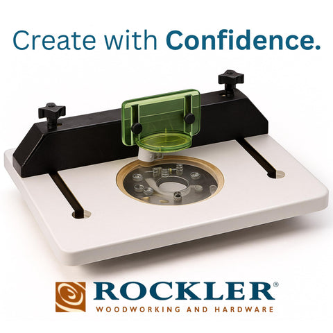 Rockler adjustable table router provides customizable height for precise cuts.
