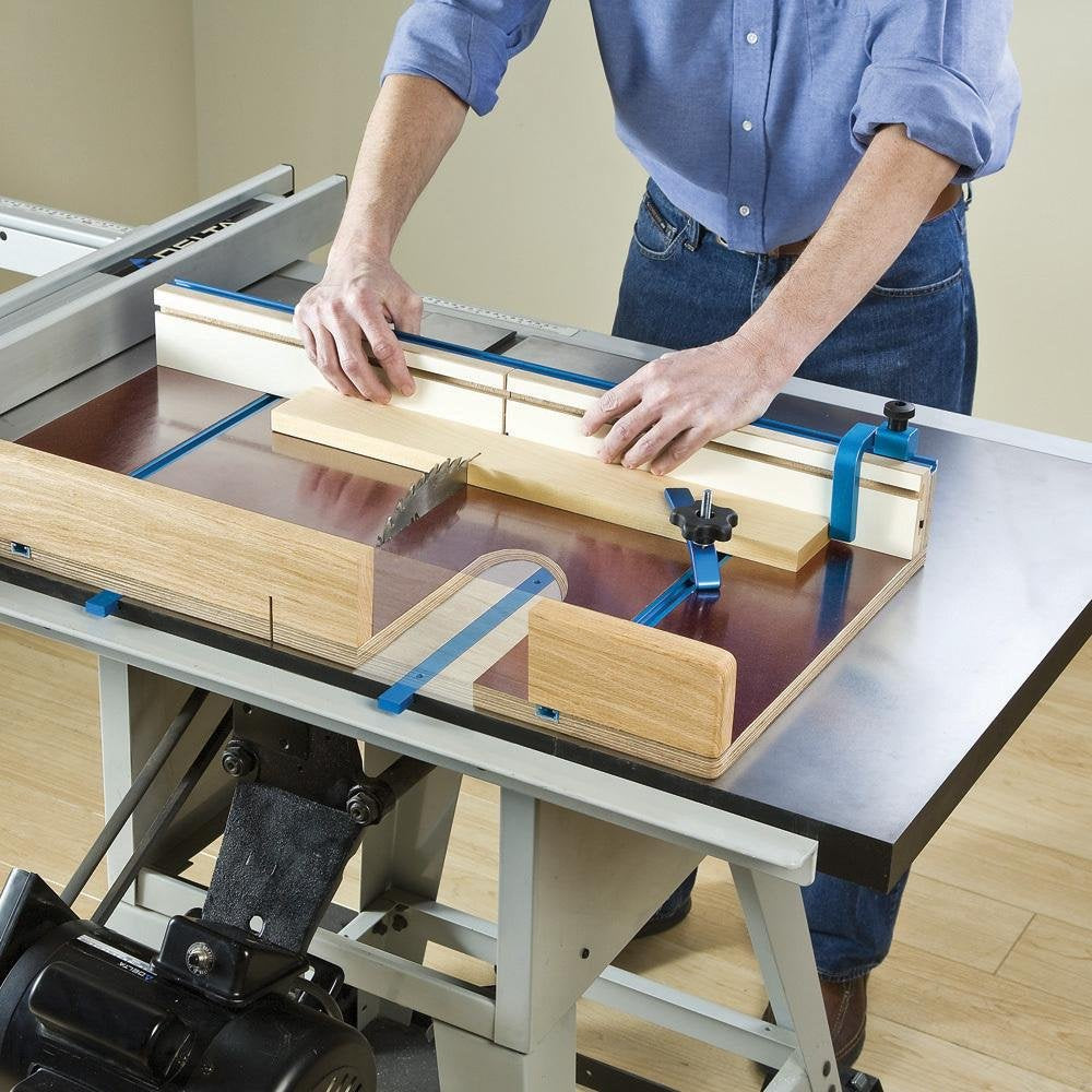 Rockler aluminum miter bar fits standard 3/4 x 3/8 inch slots securely.