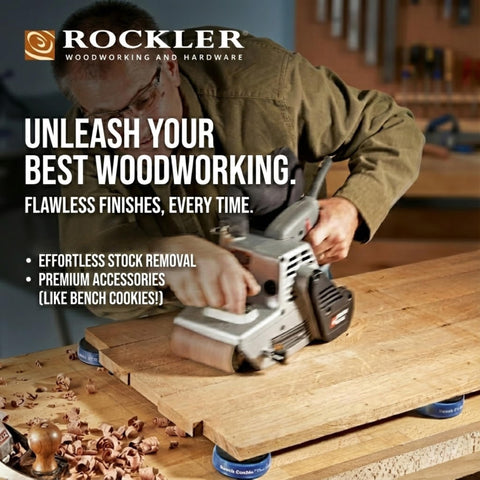 Rockler Bench Cookie Plus accessories expand workshop versatility for projects.