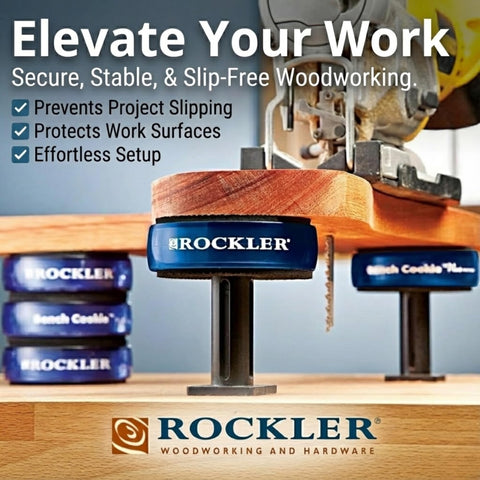 Rockler Bench Cookie Plus enables clamp-free edge routing with accessible faces.