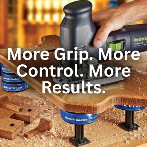 Rockler Bench Cookie Plus protects the workpiece and bench surface from scratches.
