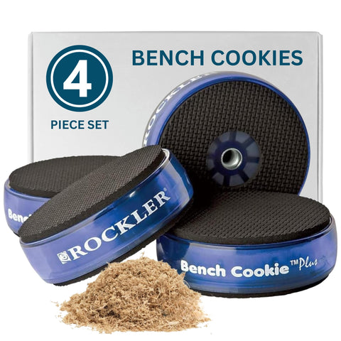 Rockler Bench Cookie Plus Grippers secure a panel for routing with full edge access.
