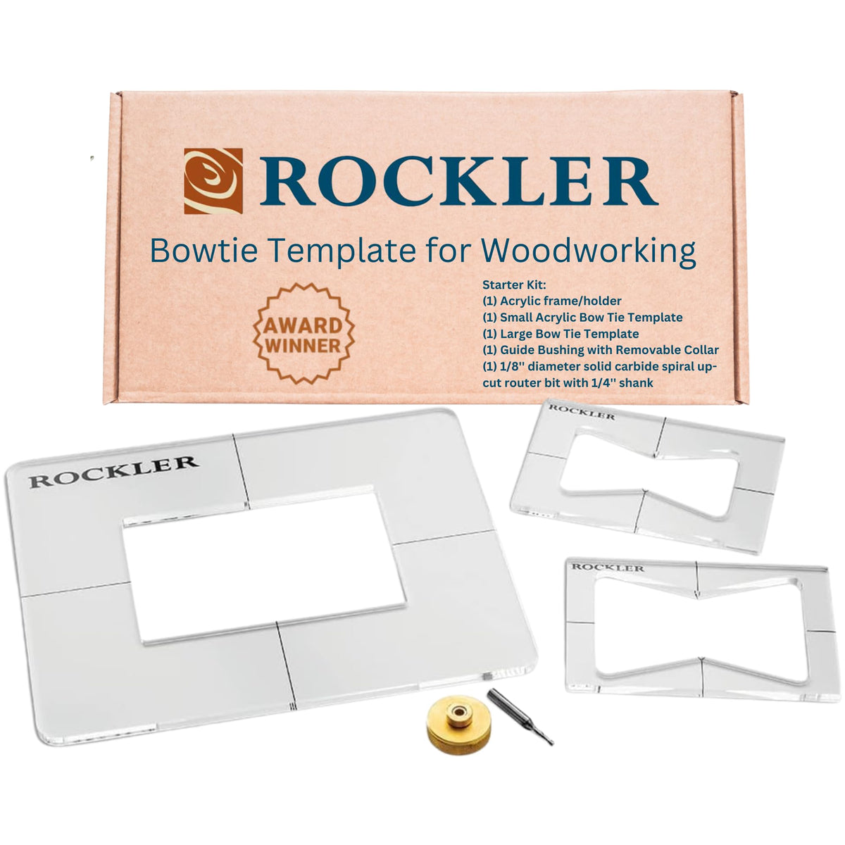 Rockler Bow Tie Inlay Frame supports stable routing for precise inlays.