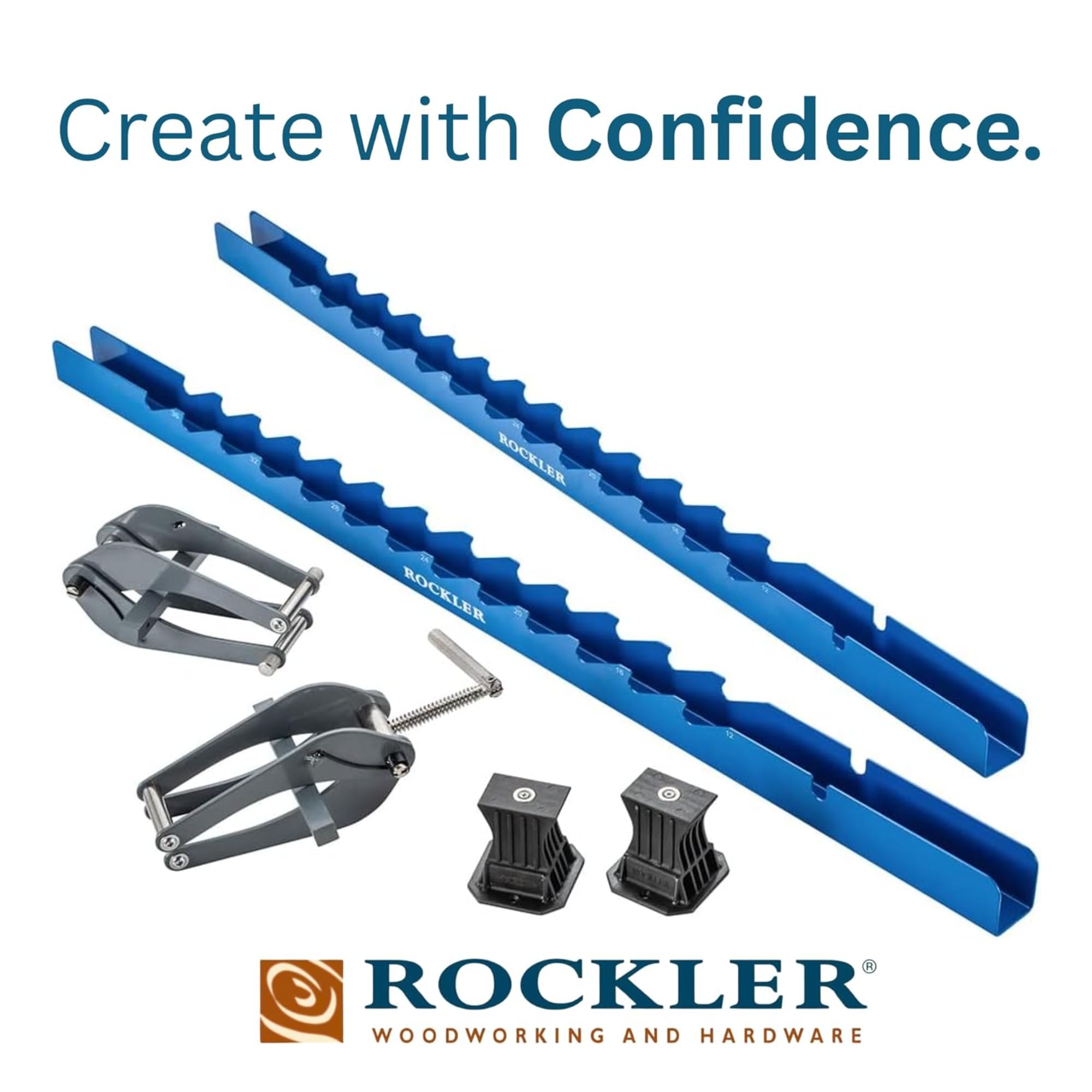 Rockler Deluxe Panel Clamp handle enables easy tightening during panel glue-ups.