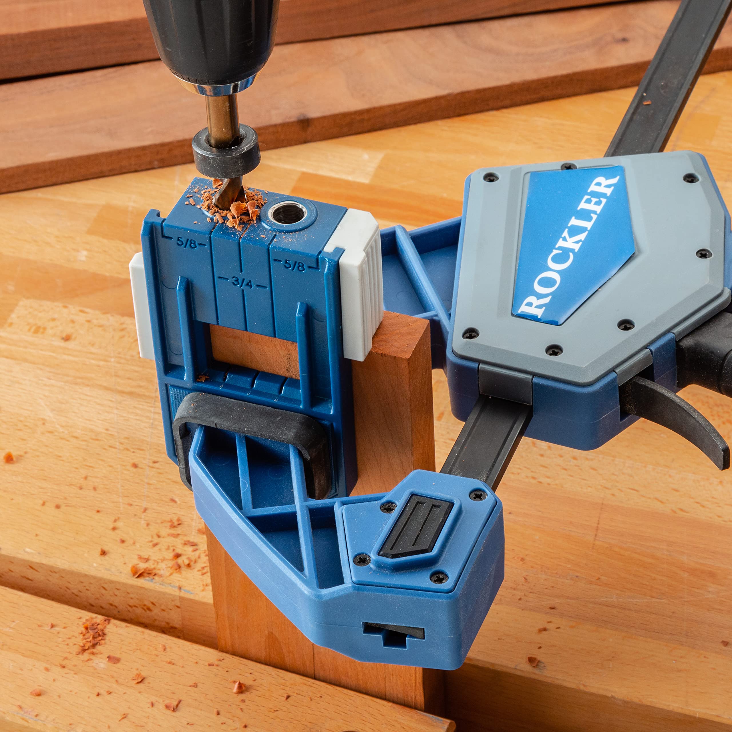 Rockler dowel jig kit 3/8 inch edge alignment for flush faces.