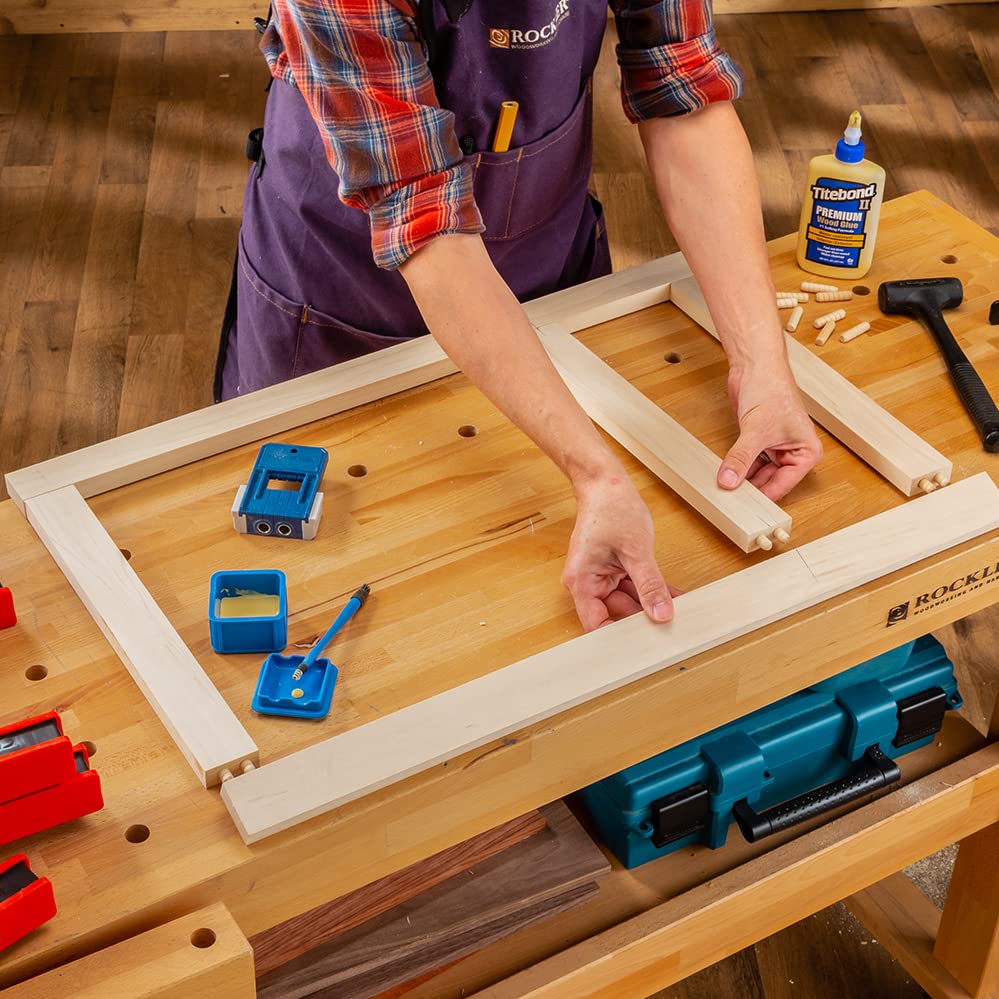 Rockler dowel jig kit includes hex wrench for easy adjustments.