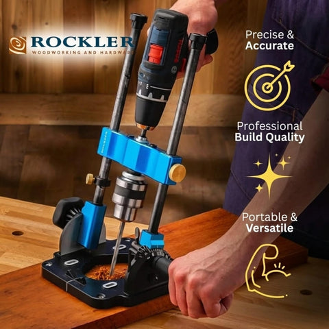 Rockler Drill Guide repeatable depth stop ensures consistent drilling depth