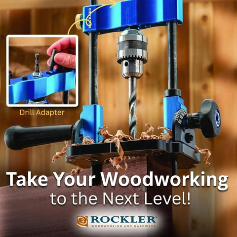 Rockler Drill Guide self-centering pins enable precise centering