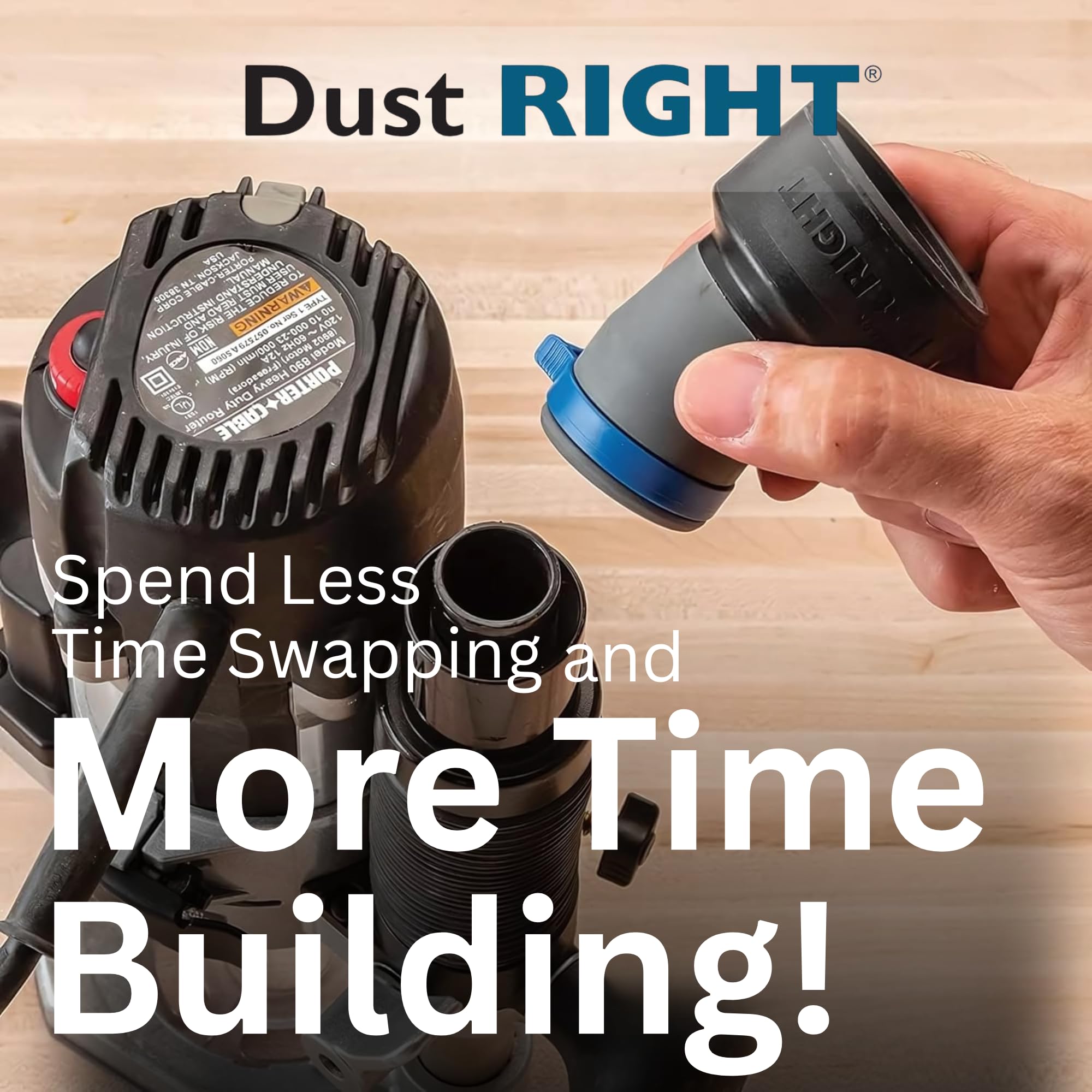 Rockler Dust Right suction control ring lets you tune suction for tasks