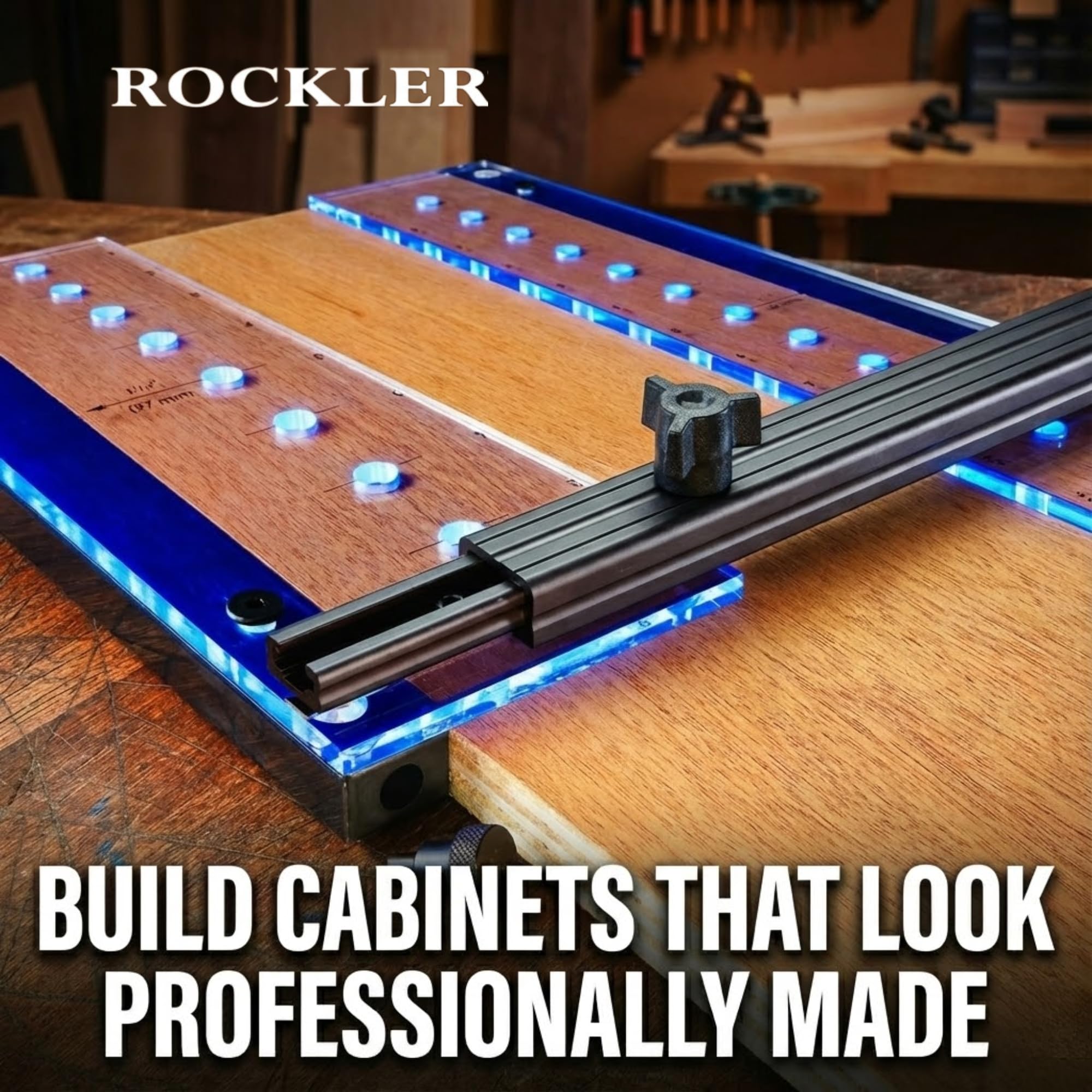 Rockler easy-to-install jig streamlines setup and keeps holes aligned.