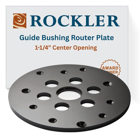 Rockler guide bushing router plate with 1-1/4 inch center opening for bushings