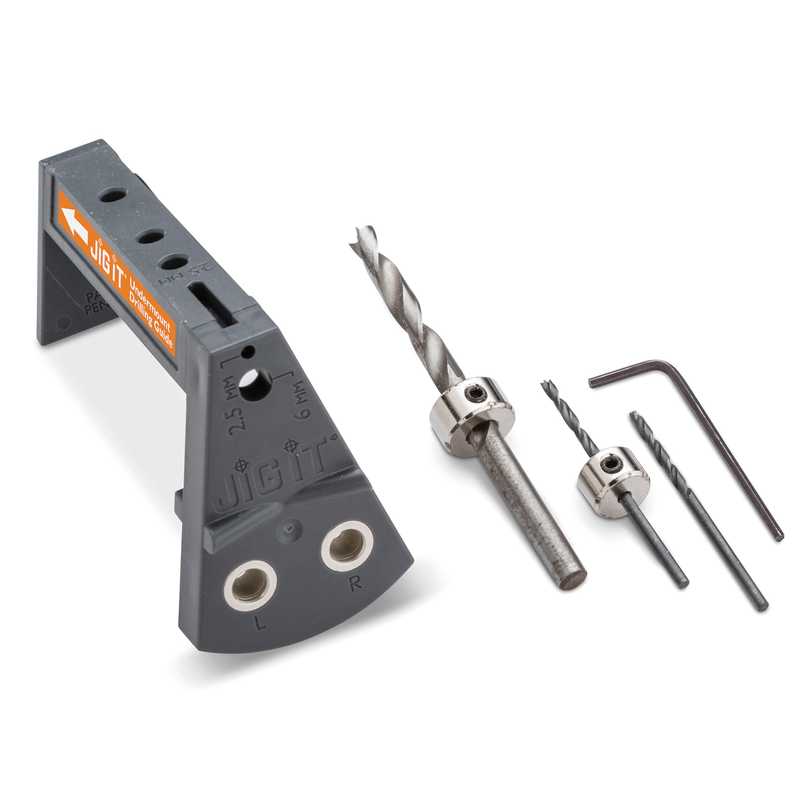 Rockler JIG IT complete drawer install kit streamlines precision drilling.