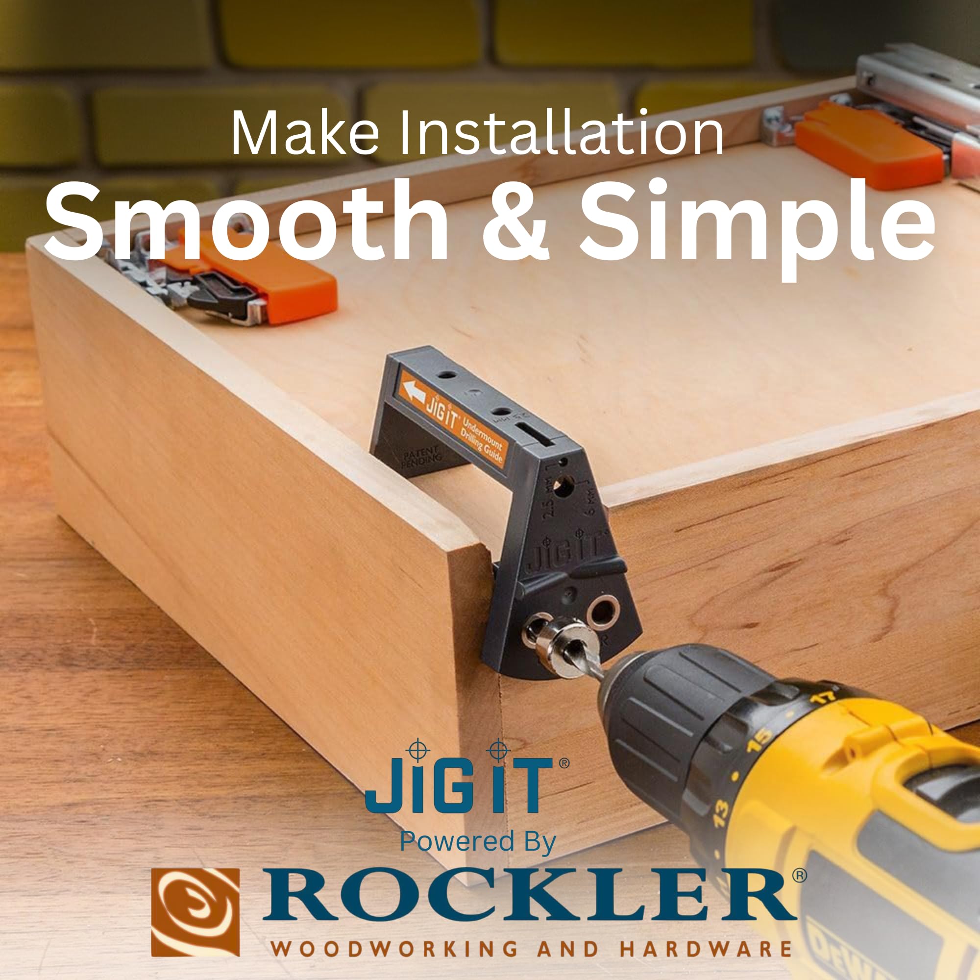 Rockler JIG IT steel inserts in the ABS guide enhance durability and accuracy.