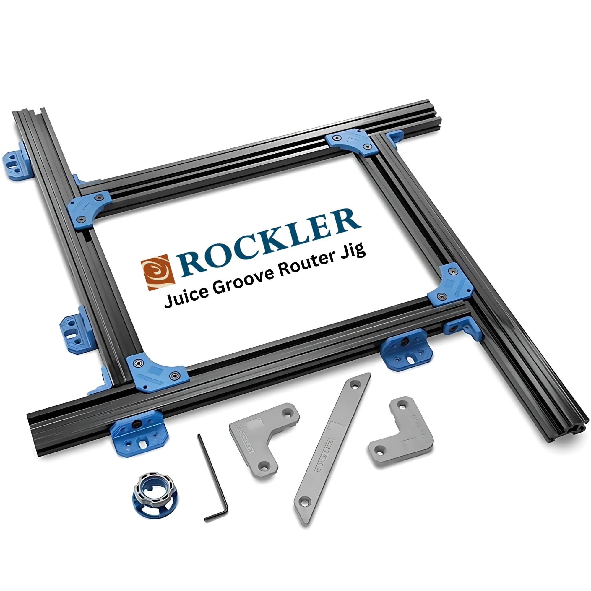 Rockler juice groove jig rails shown for stable guiding and precise grooves