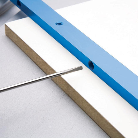 Rockler miter bar adjustment screws ensuring a precise fit.
