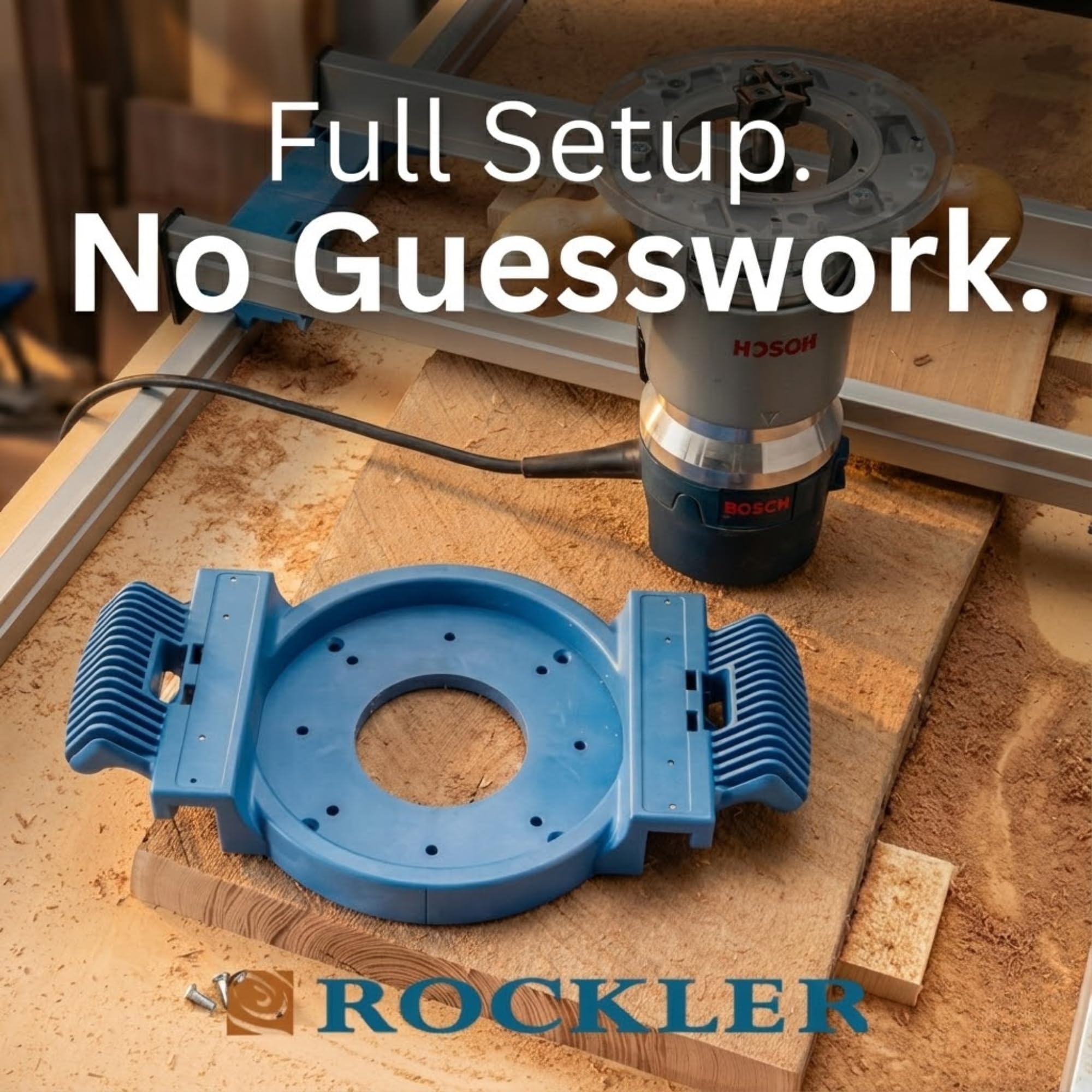 Rockler router baseplate demonstrates broad compatibility with mid-sized routers