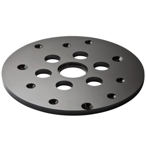 Rockler router plate showing external mounting hole pattern for versatile installation
