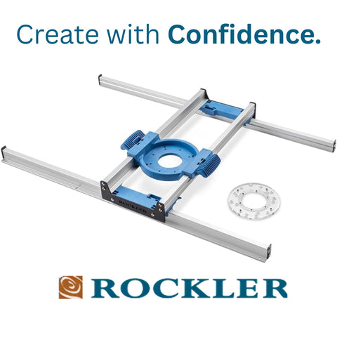 Rockler router sled demonstrates flat-face action on a wooden slab