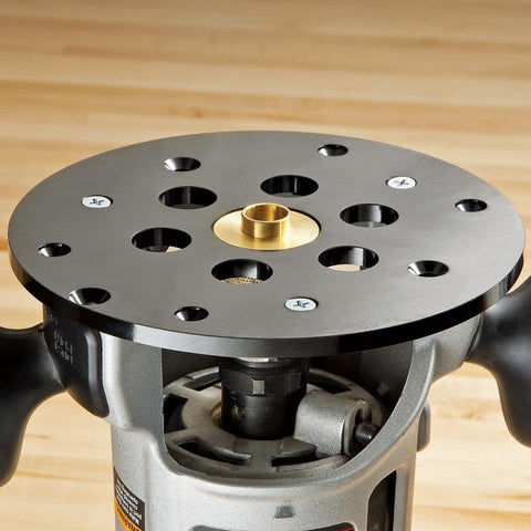 Rockler solid plastic router plate construction designed for durability in busy workshops