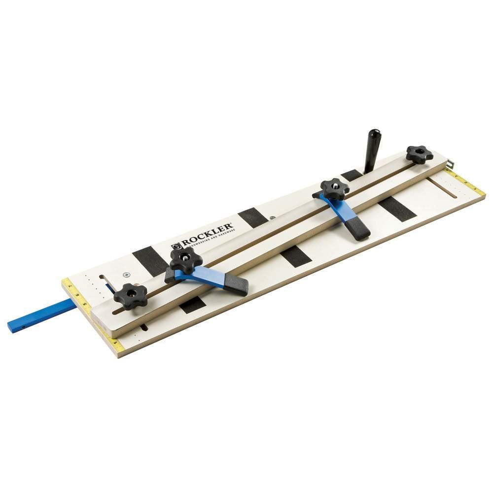 Rockler straight line jig installed in miter slot for accurate straight-line rips
