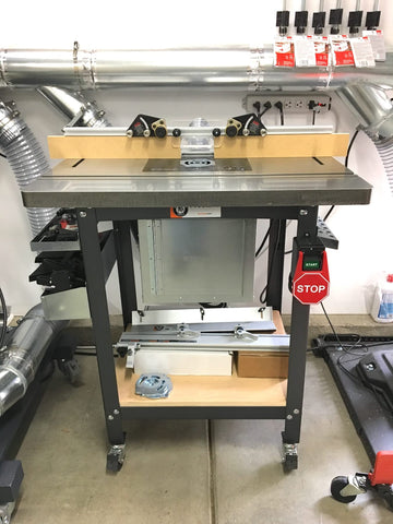 Rockler switch placed at hip height for easy reach while working.
