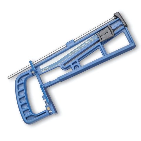 Rockler jig locking wedge secures slides to prevent slippage during install.
