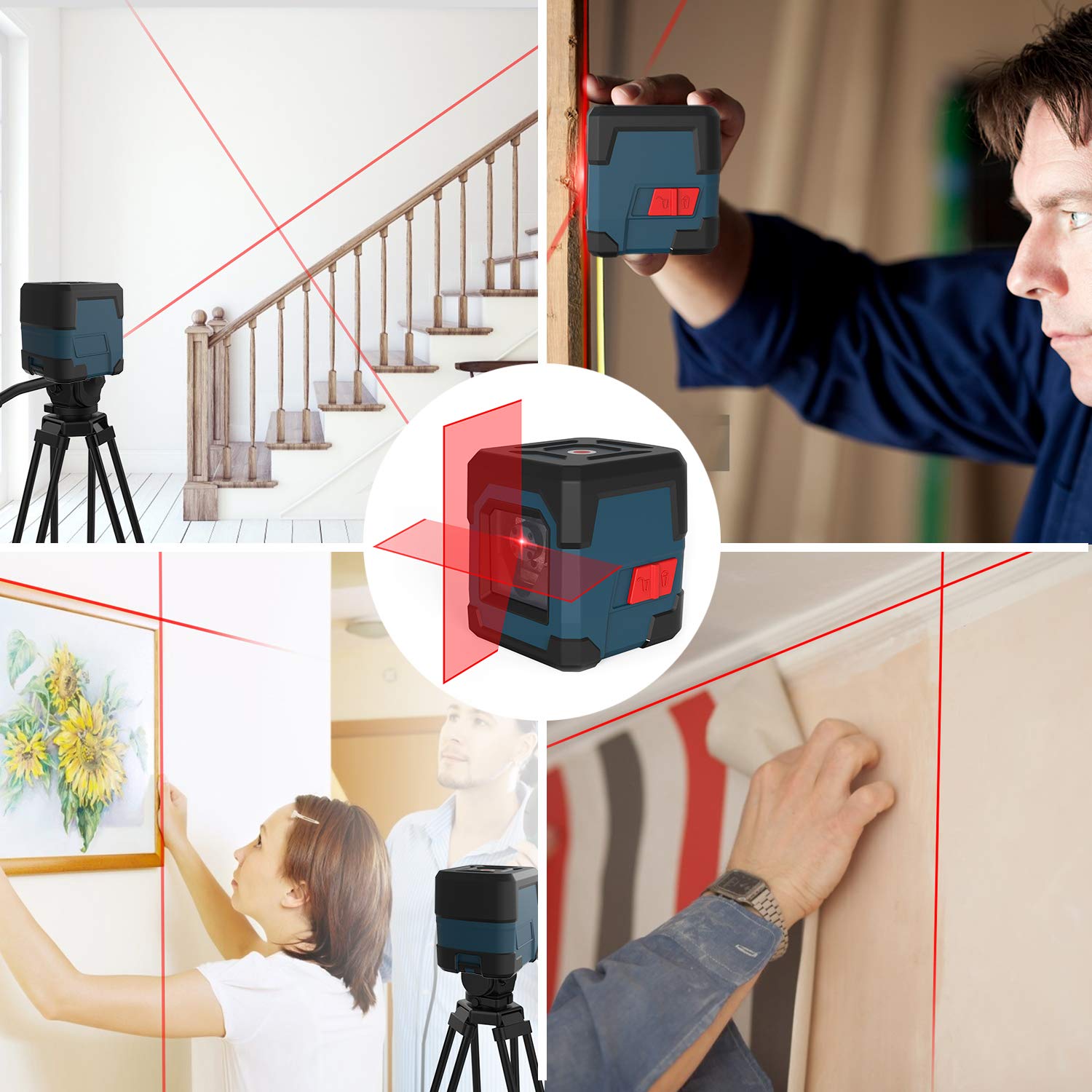 RockSeed laser level cross-line projection provides bright alignment reference.