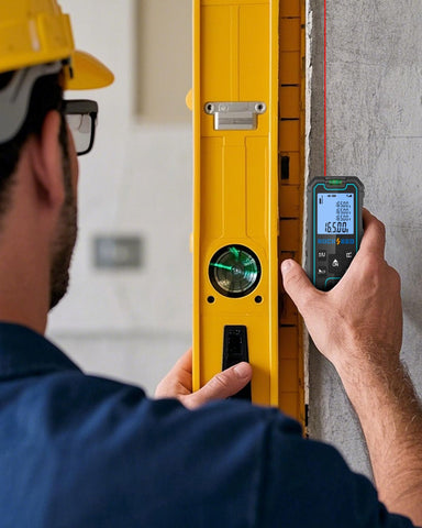 RockSeed Laser Measure battery indicator and compact design