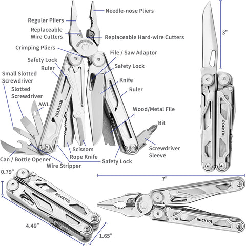 ROCKTOL multitool nylon sheath with belt loop for portable storage.