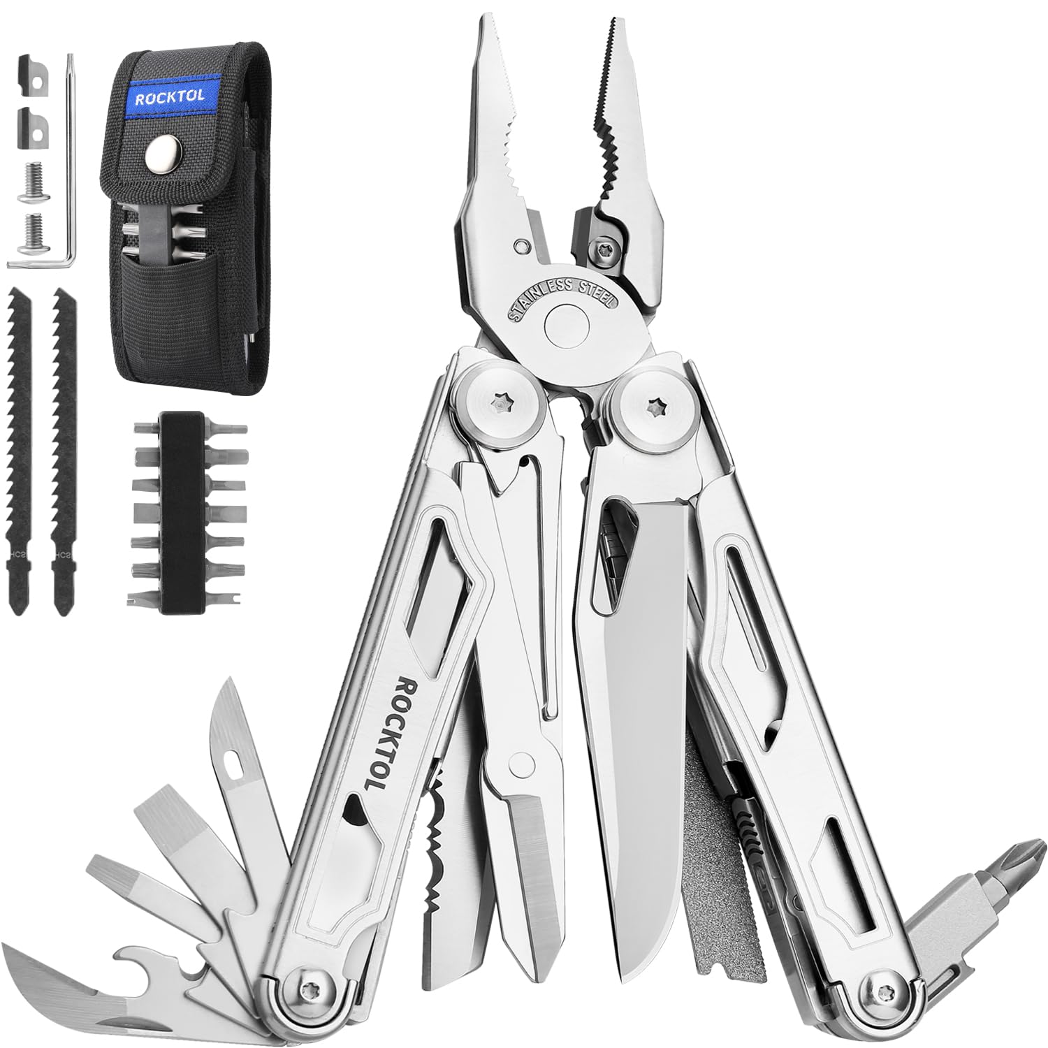 ROCKTOL multitool folded position for quick-access core tools.