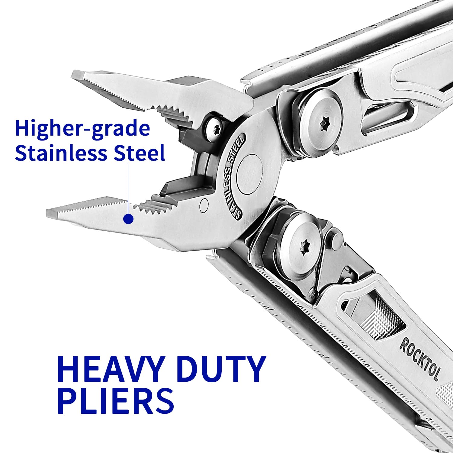 ROCKTOL multitool large spring-action scissors for easy one-handed use.