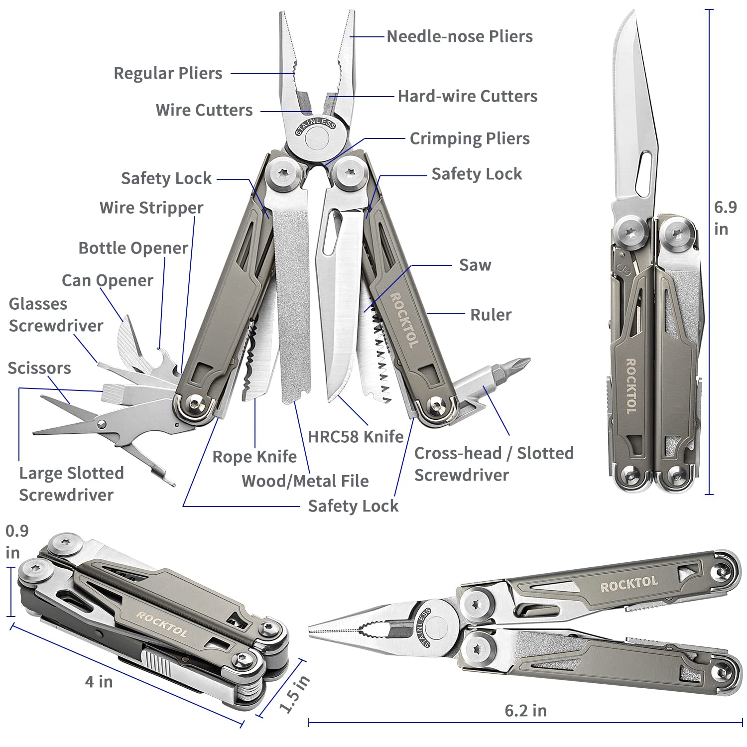 ROCKTOL nylon sheath keeps tools organized and ready for outdoor adventures