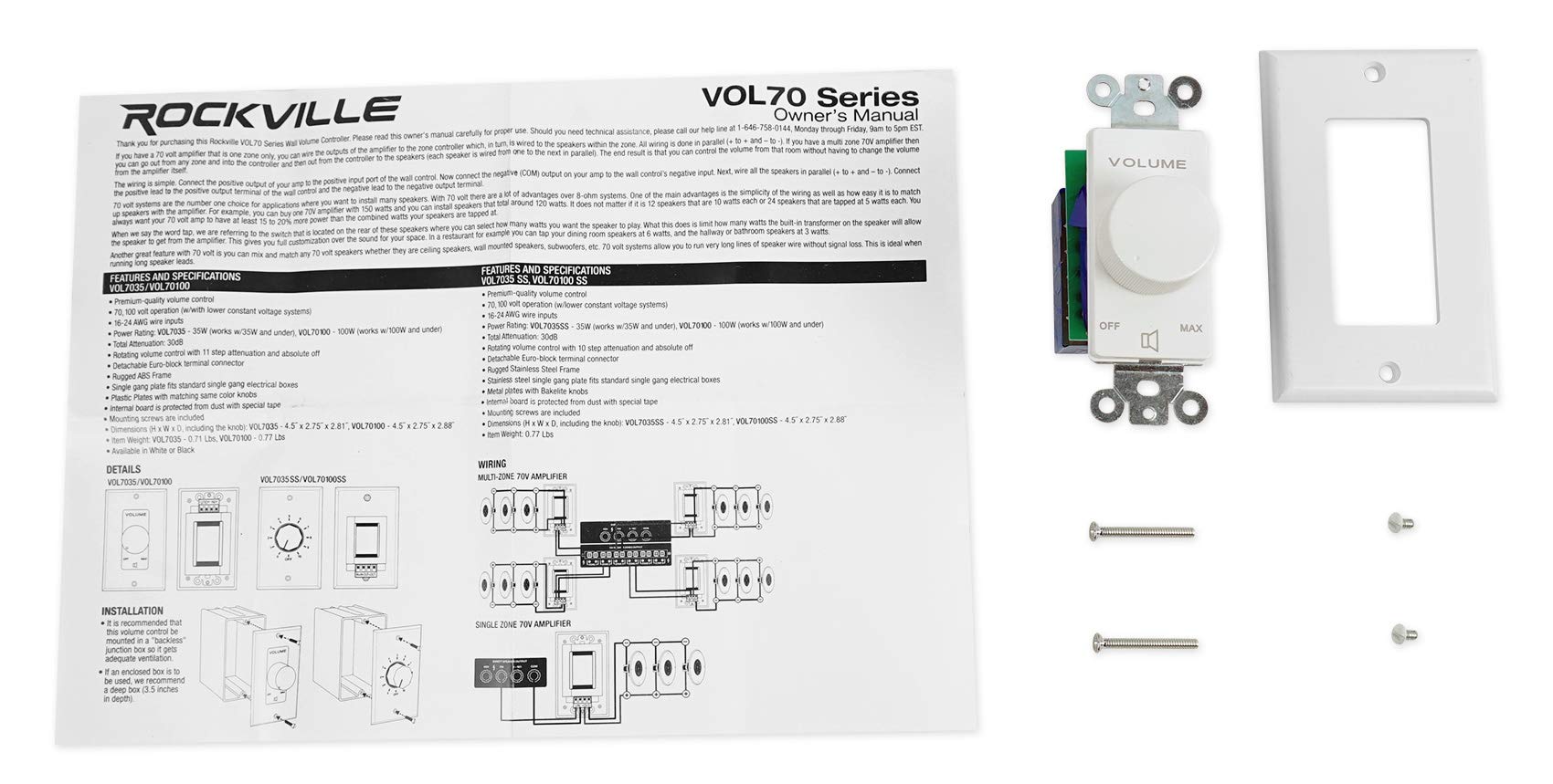 Rockville VOL70100 70V compatibility for multi-zone audio
