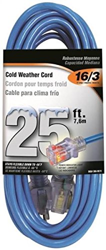 Rocky Mountain Goods cold weather extension cord with lighted plug for winter outdoor use