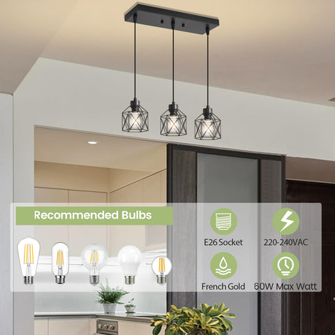 ROCUNSI pendant shows adjustable cords for ceiling height flexibility