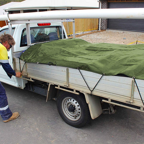 Rocutus heavy-duty construction tarp stands up to wind and rain.