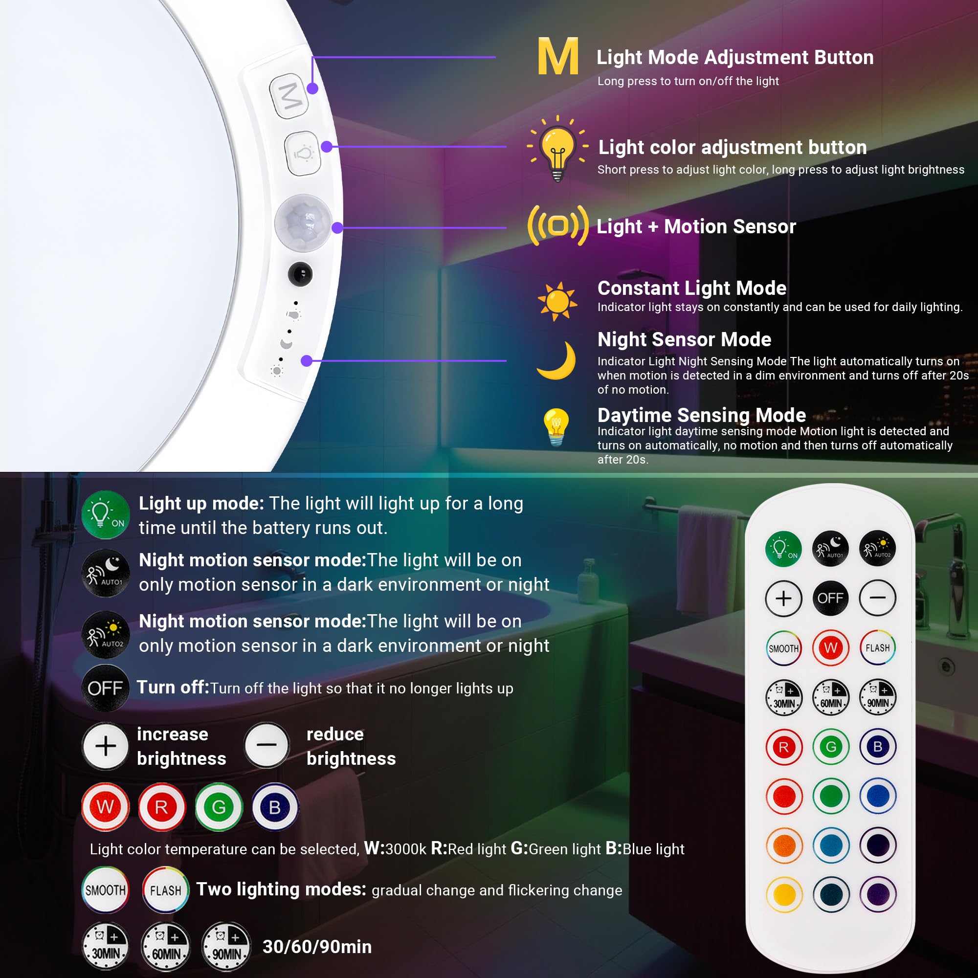 Rodalims shower light enhances bathroom ambiance during daily routines.