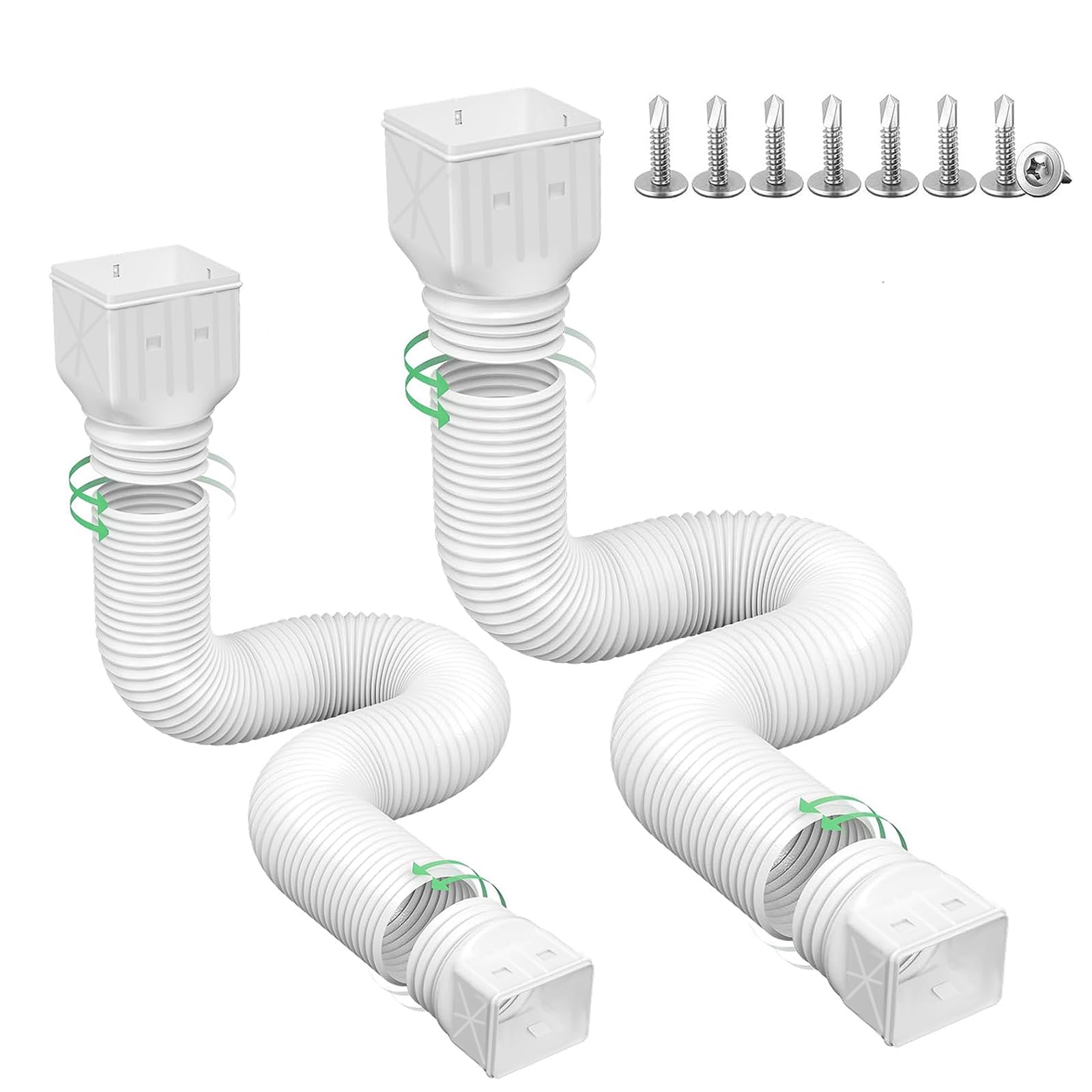 Rodnsurw two-drains-connected extendable downspout extension redirects rain away from foundations